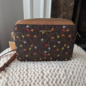Michael Kors Brown Bag with Airplane Pattern